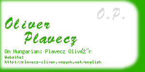 oliver plavecz business card